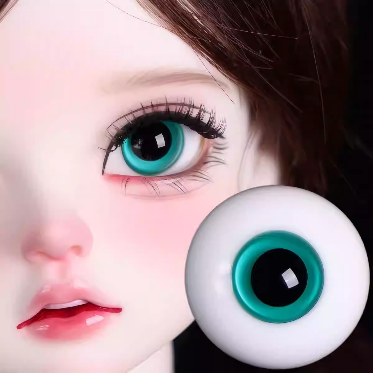 Glass round pupil eyes 12-18mm- blue-green - BJD doll eyes
