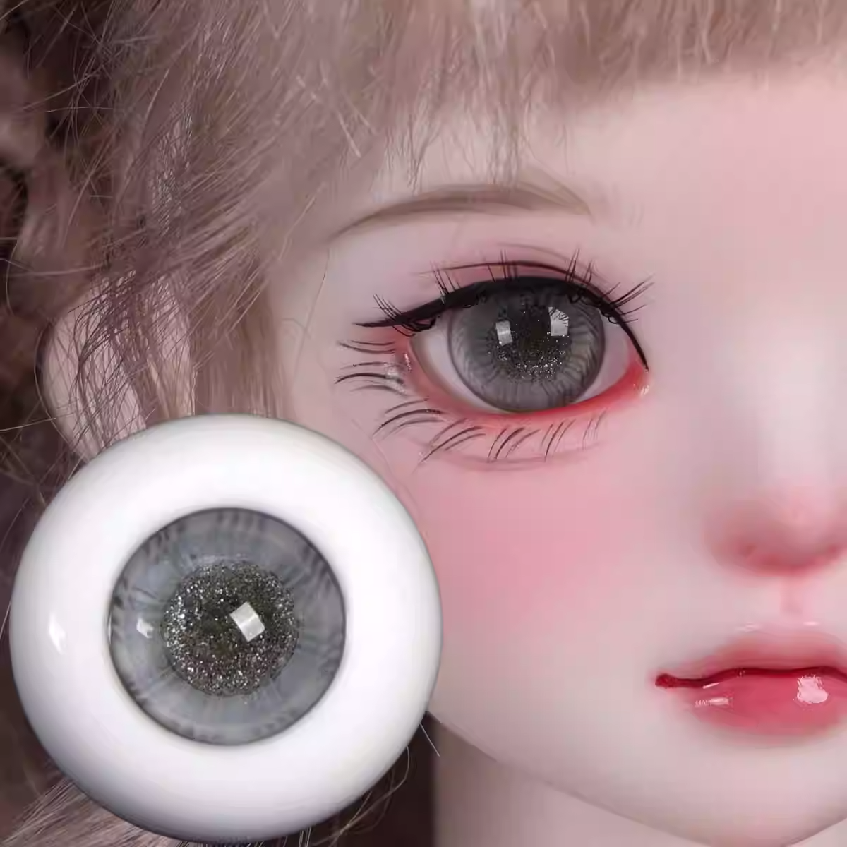 Glass glitter eyes 12-18mm- silver color - BJD doll eyes
