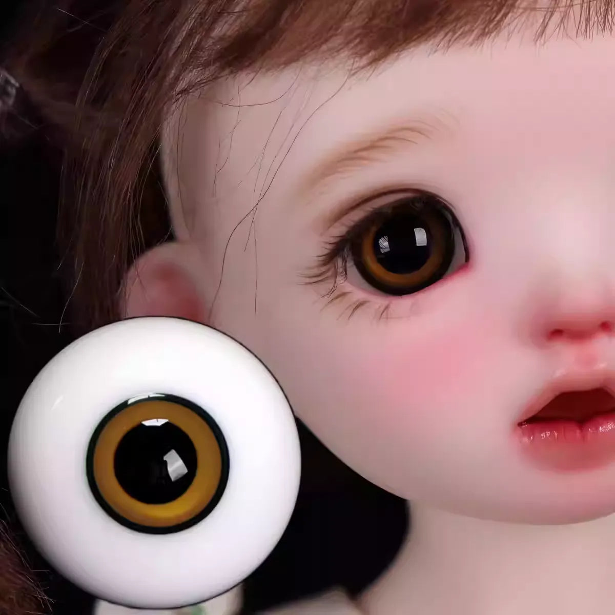 Glass round pupil eyes 12-18mm - golden brown - BJD doll eyes