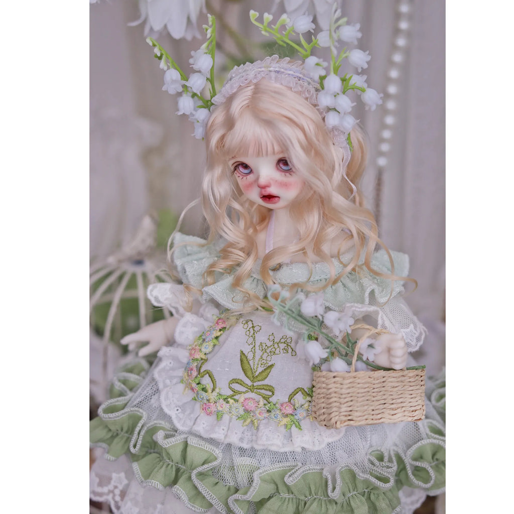 Lolita dress set for 1/6 BJD doll - with beautiful embroidery and lily of the valley flowers