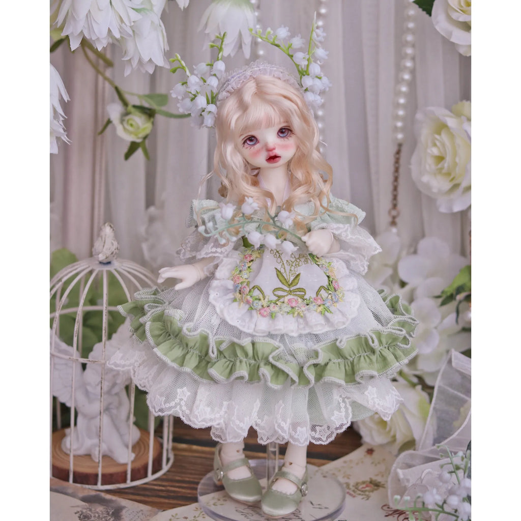 Lolita dress set for 1/6 BJD doll - with beautiful embroidery and lily of the valley flowers