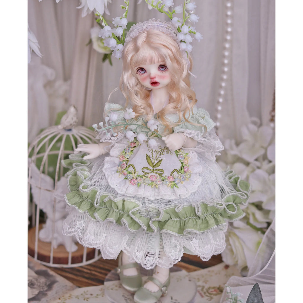 Lolita dress set for 1/6 BJD doll - with beautiful embroidery and lily of the valley flowers
