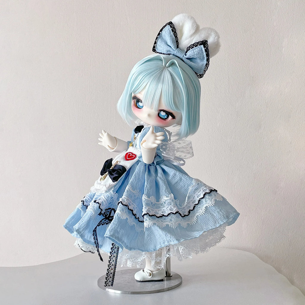 Wonderland Alice Dress Set for 1/6 BJD Dolls – Blue Lolita Outfit