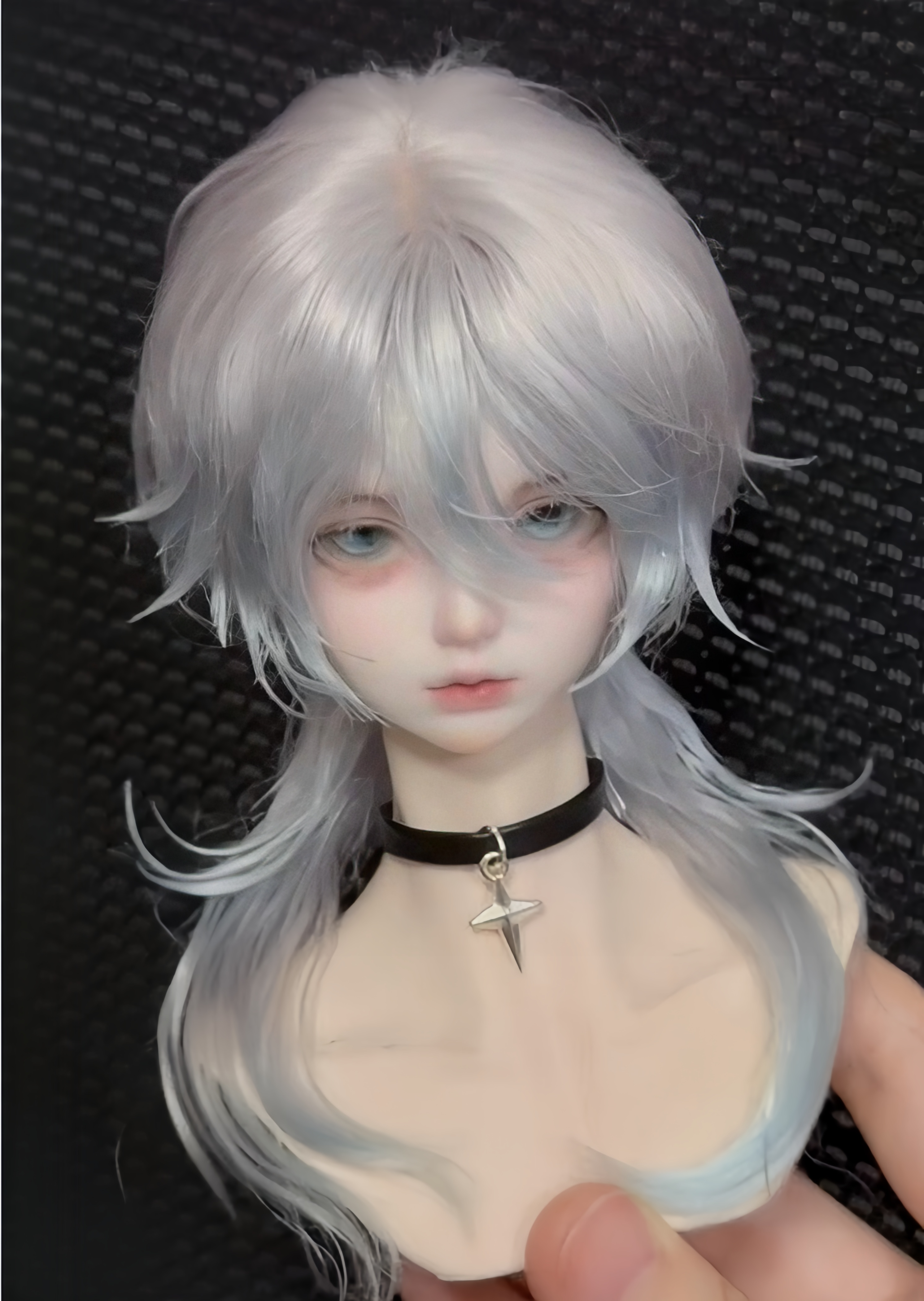 Natural Mohair Wig for 1/3、1/4 BJD Dolls – Soft Silver Short Style
