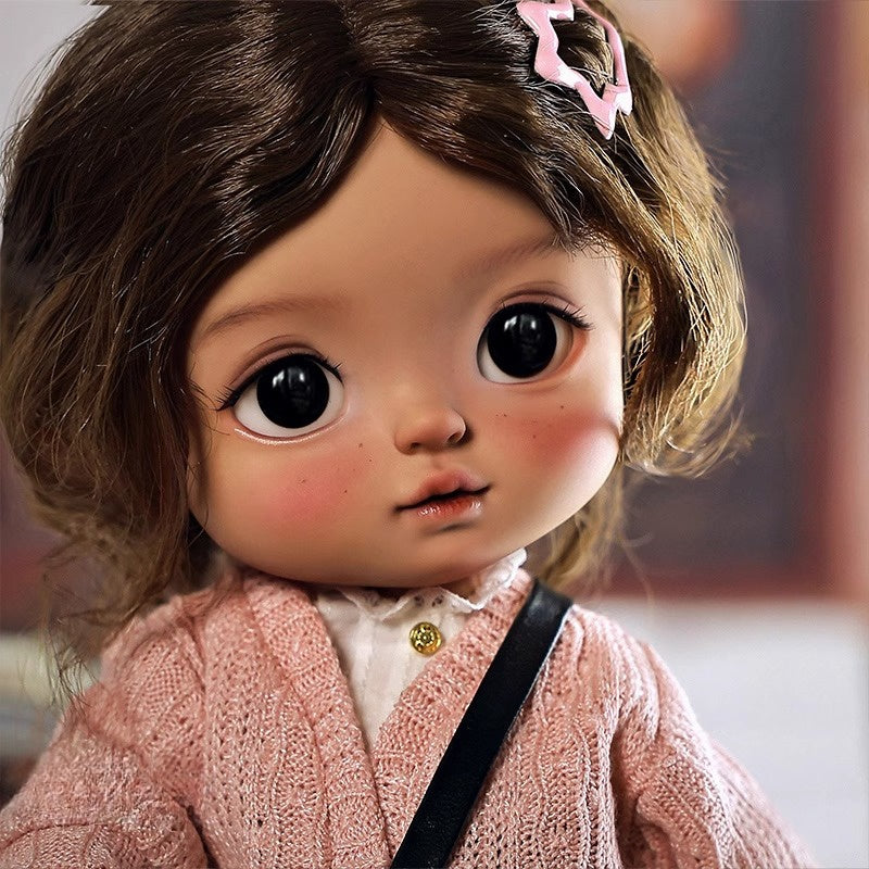 Academia Sweetheart BJD Full Doll Set For1/6 BJD– with Knit Cardigan & Plaid Skirt