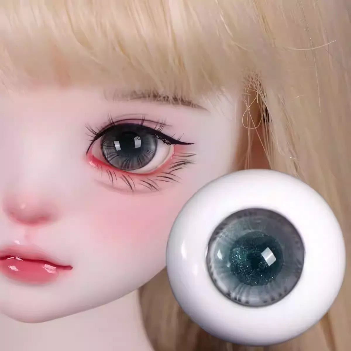 Glass glitter eyes 12-18mm - Green - BJD doll eyes