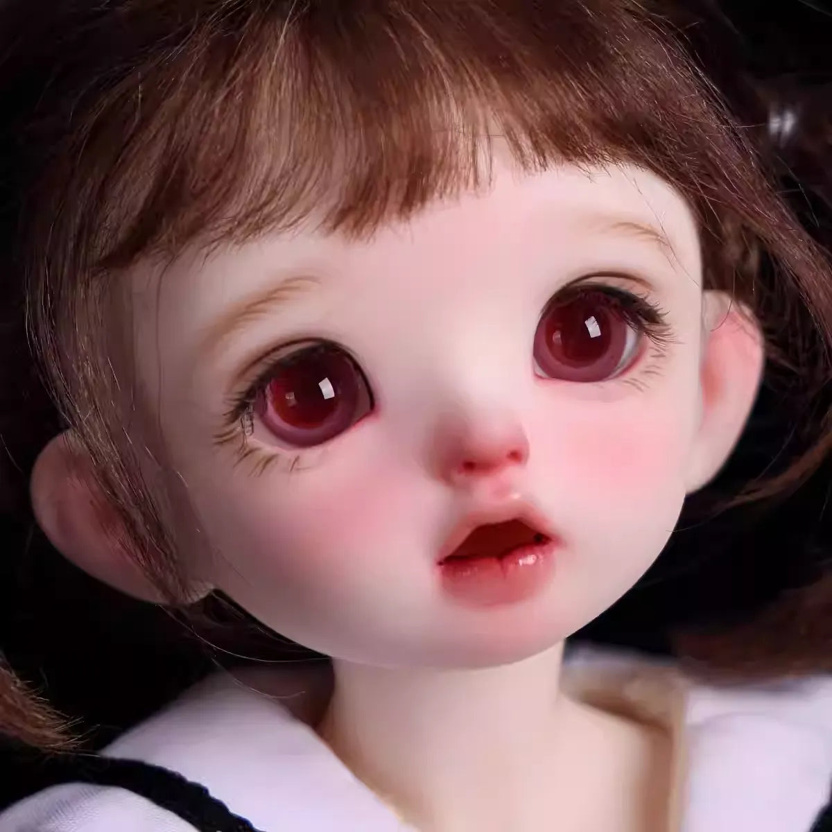 Glass round pupil eyes 12-18mm- burgundy color - BJD doll eyes