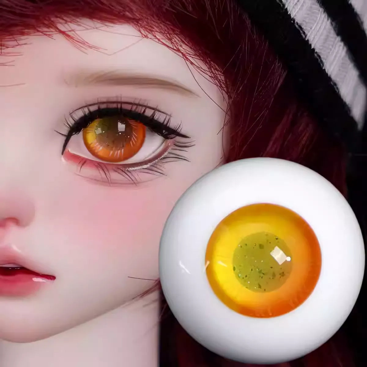 Glass glitter eyes 12-18mm - gold color - BJD doll eyes