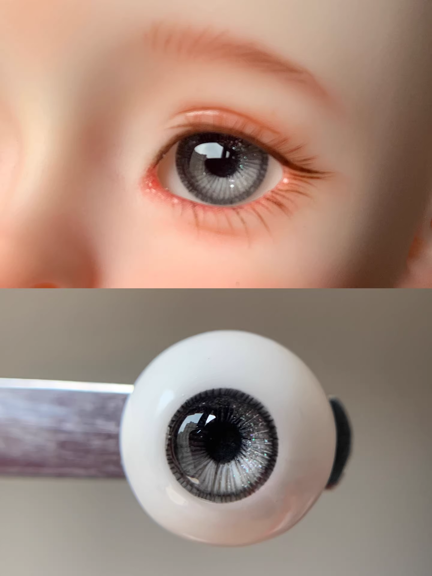Resin round pupil 14-16mm- natural black - BJD doll eyes