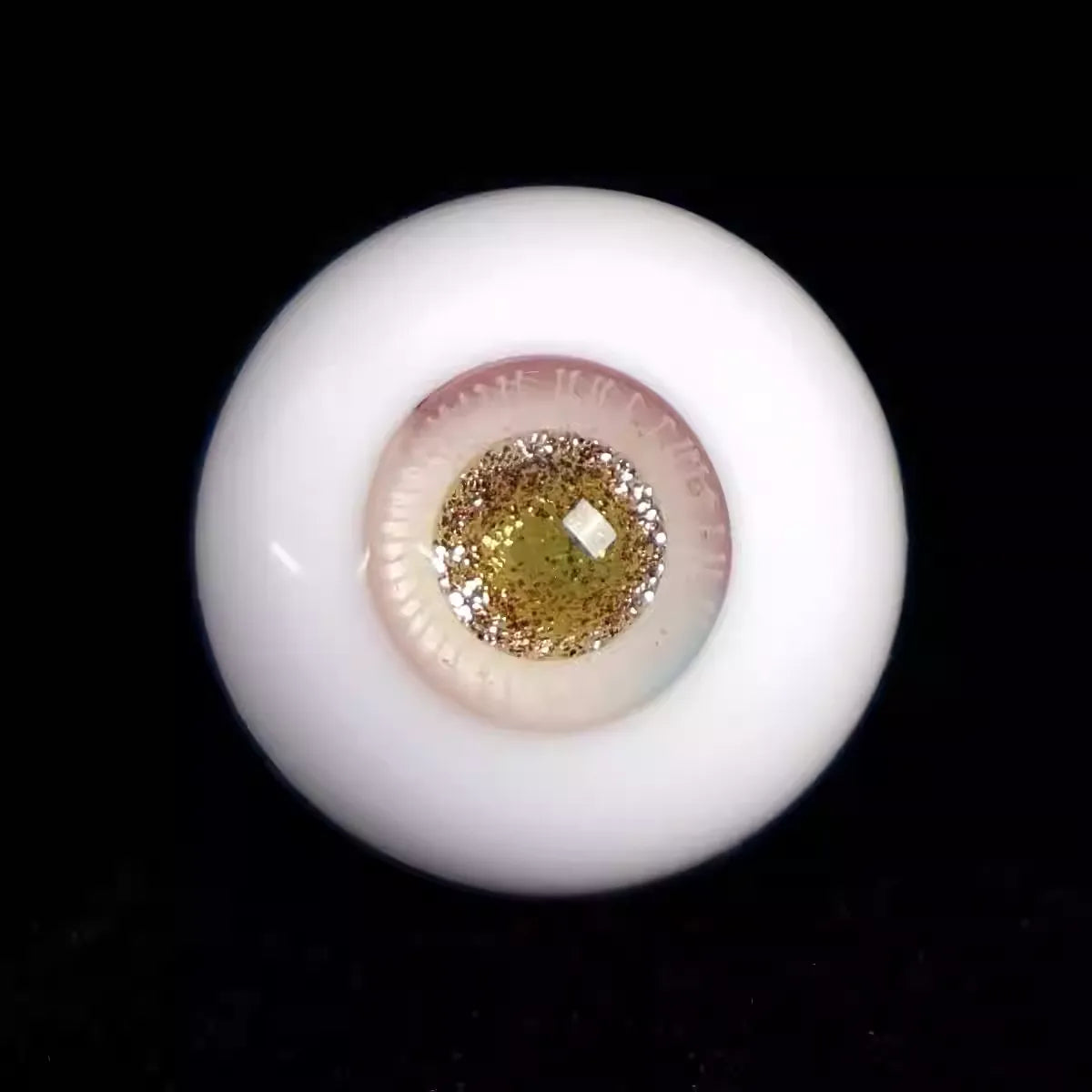 Glass glitter eyes 12-18mm - light pink gold color - BJD doll eyes