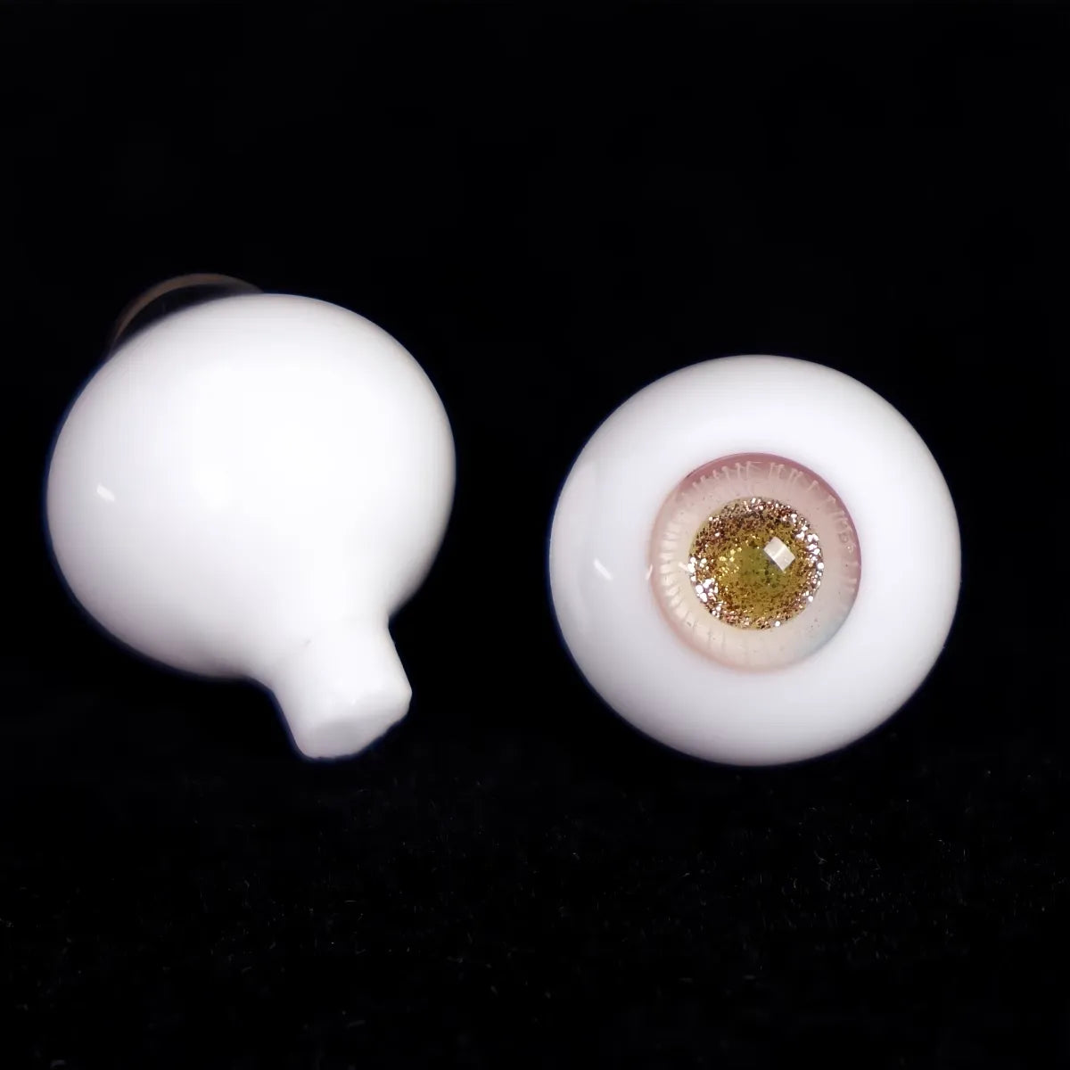 Glass glitter eyes 12-18mm - light pink gold color - BJD doll eyes