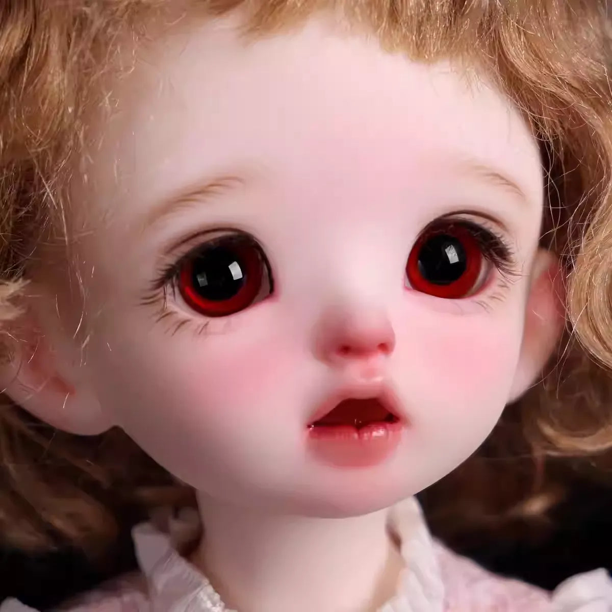 Glass round pupil eyes 12-18mm - carmine pattern - BJD doll eyes