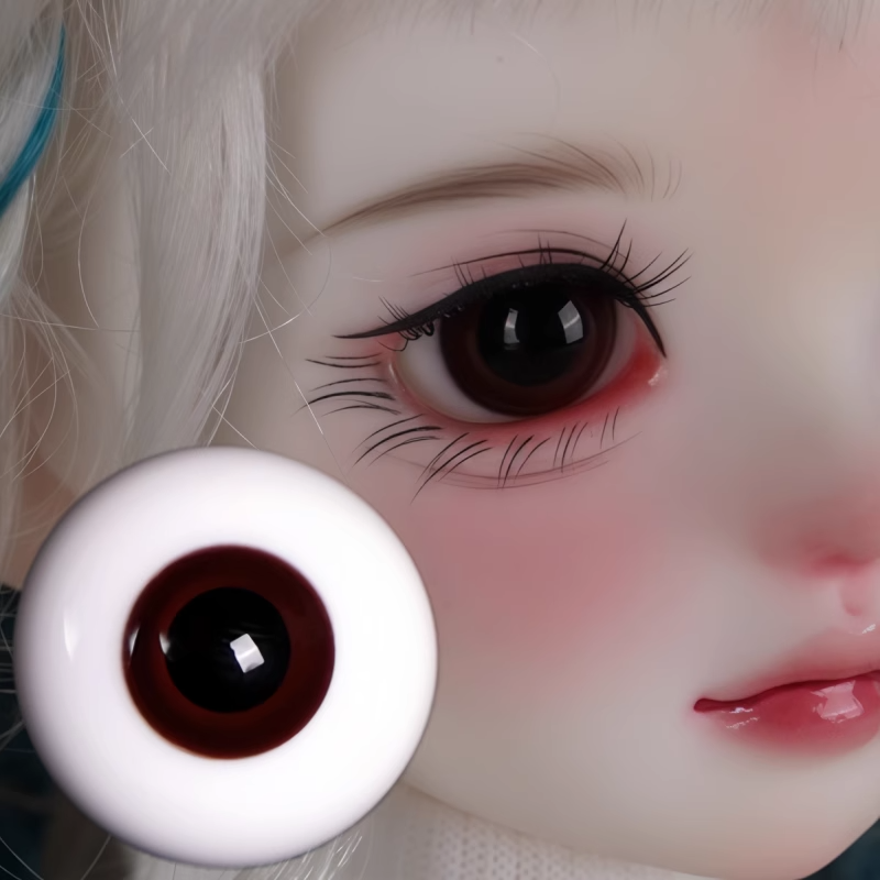 Glass round pupils 12-18mm- natural brown - BJD doll eyes