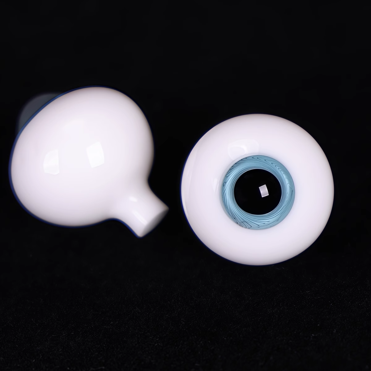 Glass round pupil eyes 12-18mm- navy blue - BJD doll eyes