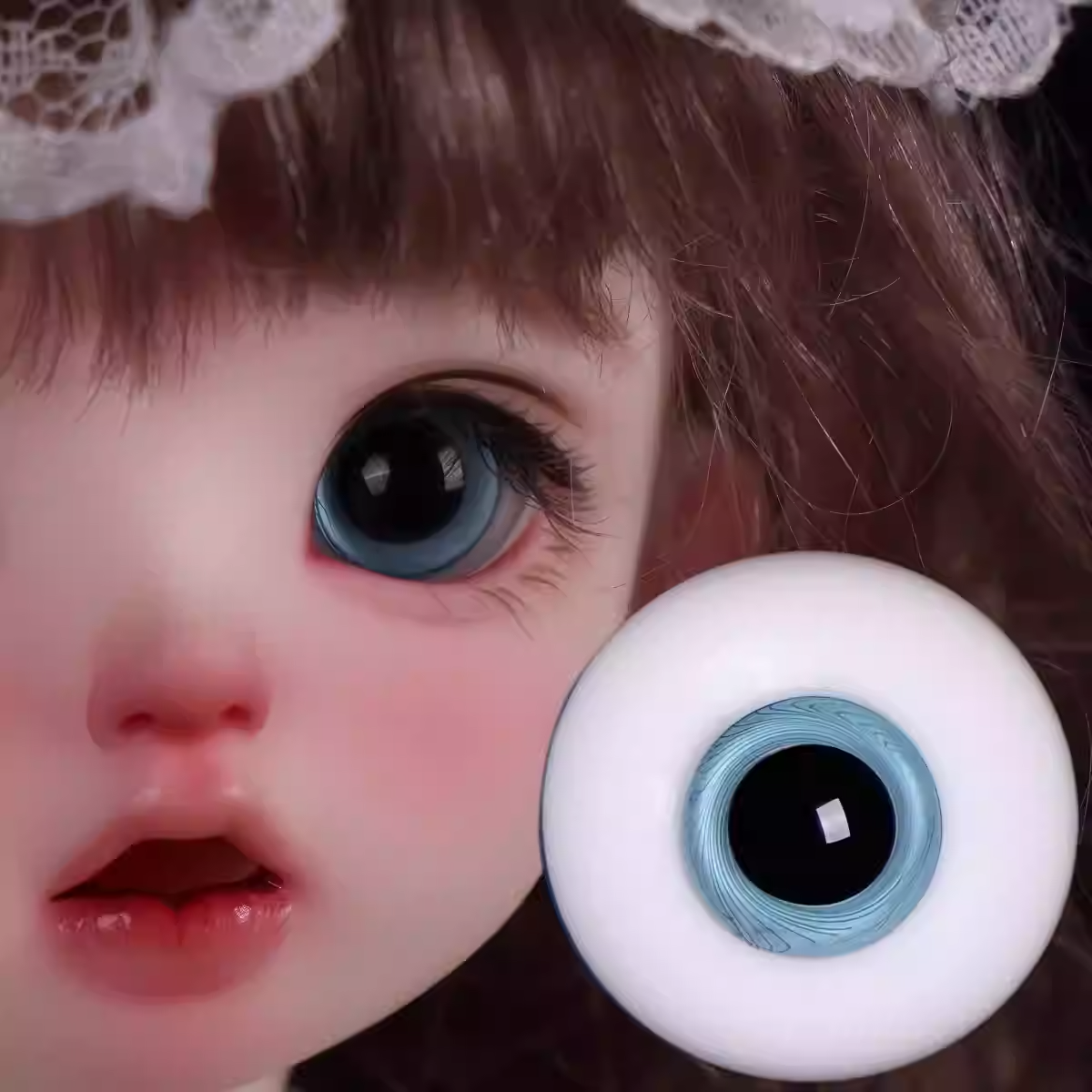Glass round pupil eyes 12-18mm- navy blue - BJD doll eyes
