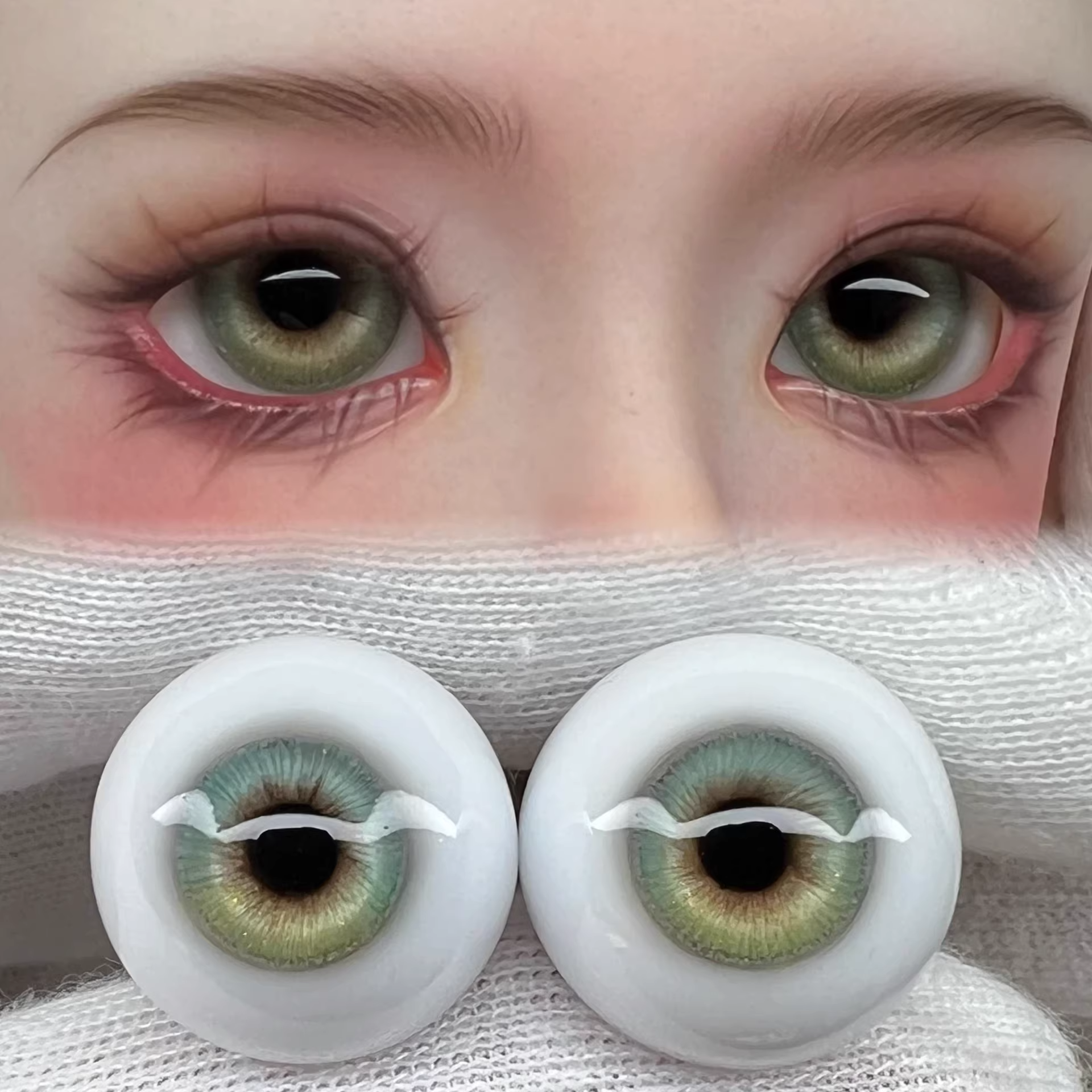 Resin round pupil eyeballs 12-16mm- Fresh mint green - BJD doll eyes