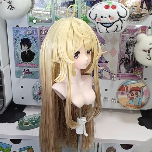 Blonde Brown Gradient Long Straight Hair Wig-for 1/3