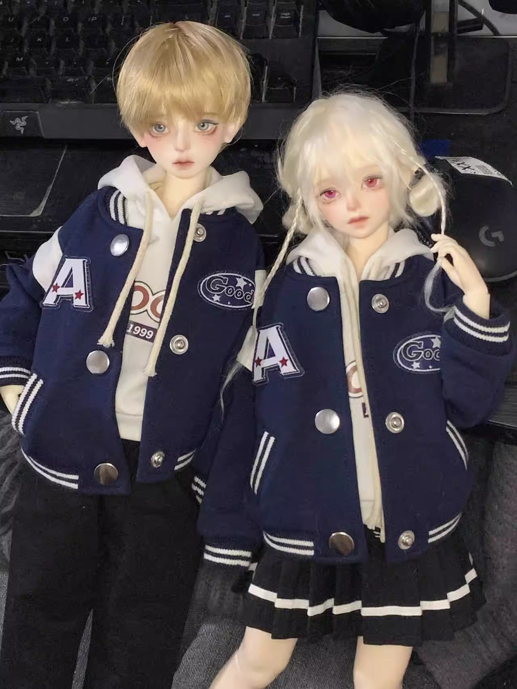 Stylish Everyday Baseball Jersey Jacket Set for 1/4 bjd doll-Jacket, sweater and pants