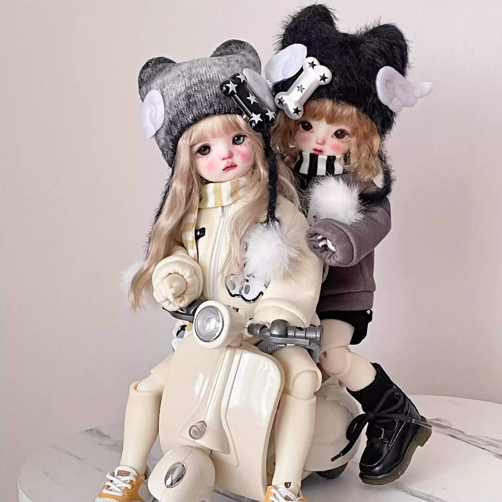 Cute Casual Set for 1/6 bjd doll - Striped Scarf and Zipper Jacket