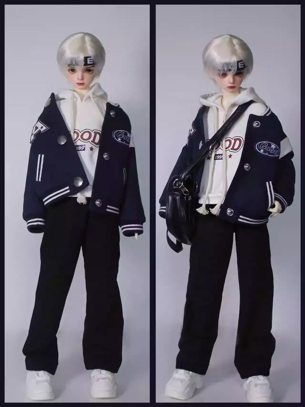 Stylish Everyday Baseball Jersey Jacket Set for 1/4 bjd doll-Jacket, sweater and pants