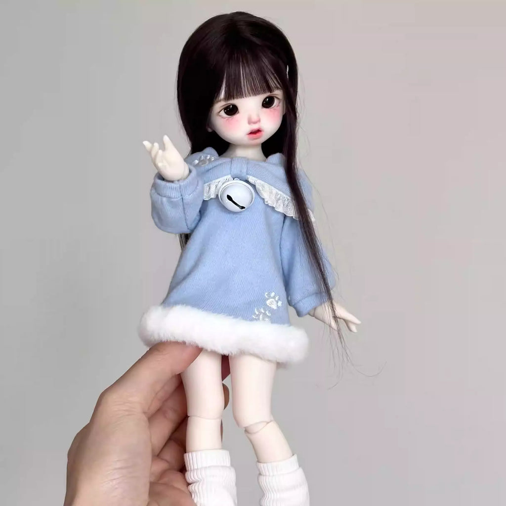 Knit Stretch Strapless Dress Set for 1/6 bjd doll-Lace and bell embellishment